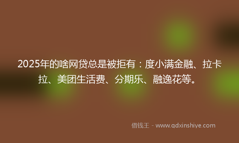 2025年的啥网贷总是被拒有：度小满金融、拉卡拉、美团生活费、分期乐、融逸花等。