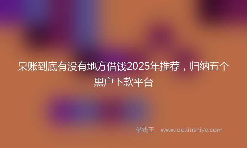 呆账到底有没有地方借钱2025年推荐，归纳五个黑户下款平台