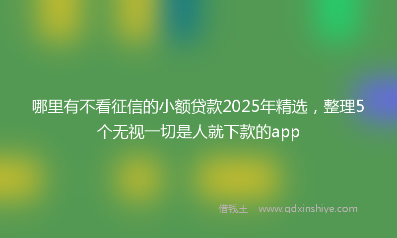 哪里有不看征信的小额贷款2025年精选，整理5个无视一切是人就下款的app