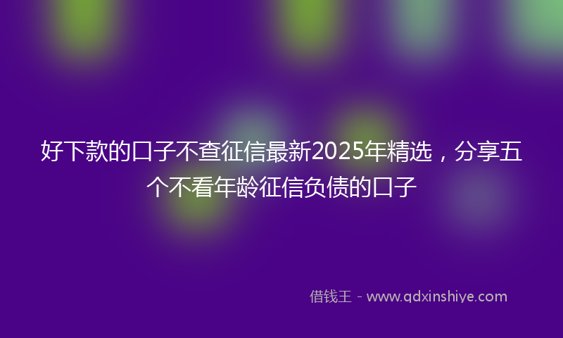 好下款的口子不查征信最新2025年精选，分享五个不看年龄征信负债的口子