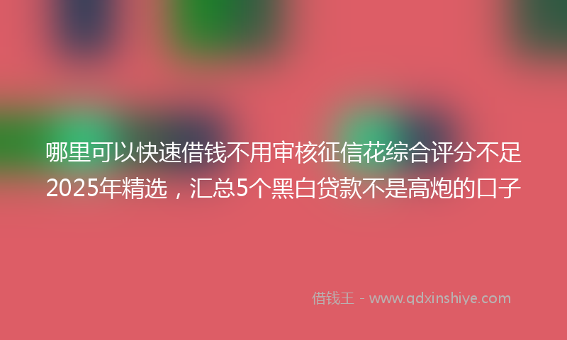 哪里可以快速借钱不用审核征信花综合评分不足2025年精选，汇总5个黑白贷款不是高炮的口子