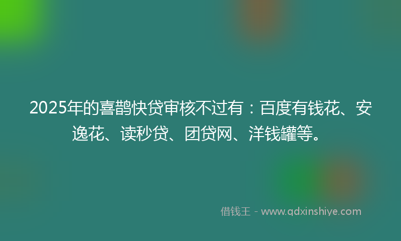 2025年的喜鹊快贷审核不过有：百度有钱花、安逸花、读秒贷、团贷网、洋钱罐等。