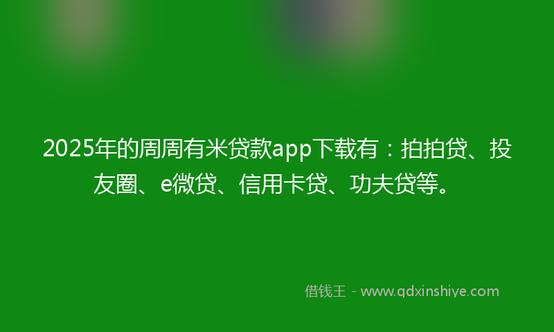 2025年的周周有米贷款app下载有：拍拍贷、投友圈、e微贷、信用卡贷、功夫贷等。