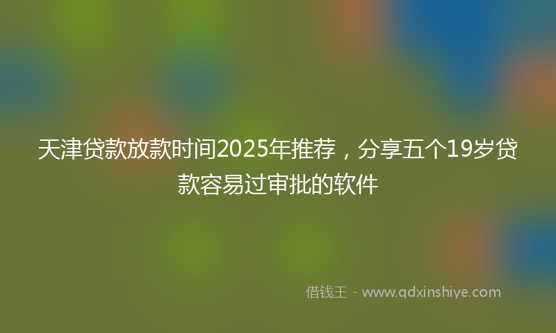 天津贷款放款时间2025年推荐，分享五个19岁贷款容易过审批的软件