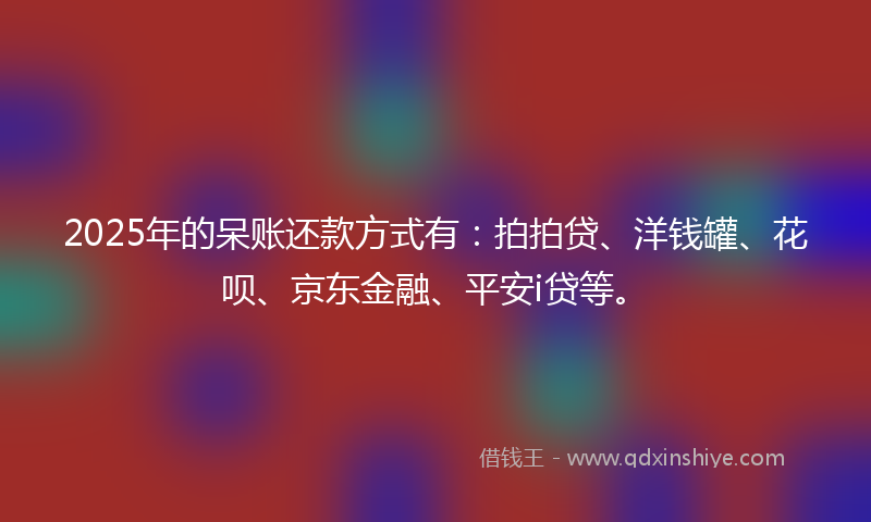 2025年的呆账还款方式有：拍拍贷、洋钱罐、花呗、京东金融、平安i贷等。