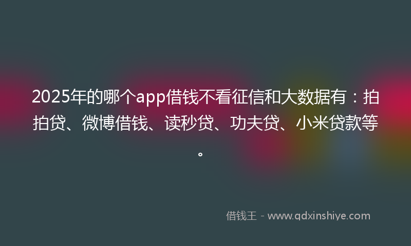 2025年的哪个app借钱不看征信和大数据有：拍拍贷、微博借钱、读秒贷、功夫贷、小米贷款等。