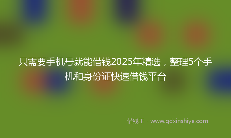 只需要手机号就能借钱2025年精选，整理5个手机和身份证快速借钱平台
