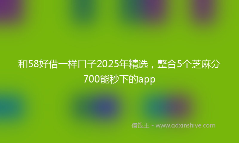 和58好借一样口子2025年精选，整合5个芝麻分700能秒下的app