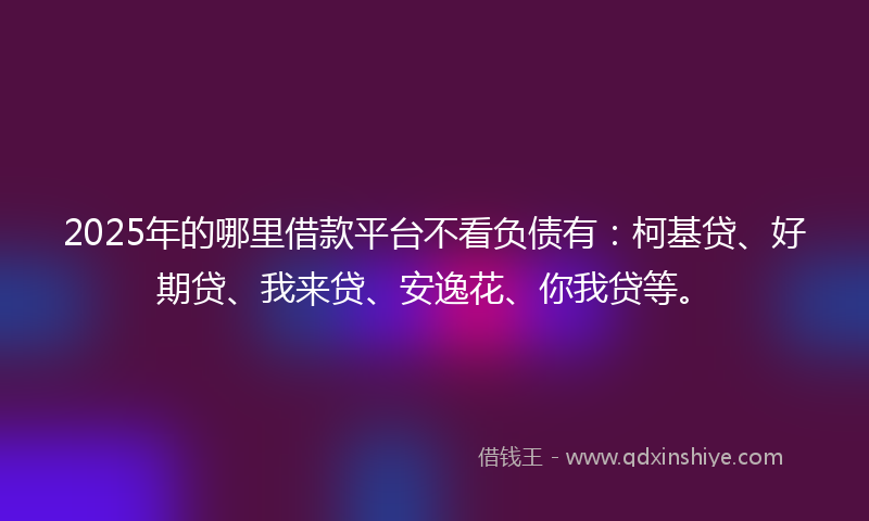 2025年的哪里借款平台不看负债有：柯基贷、好期贷、我来贷、安逸花、你我贷等。