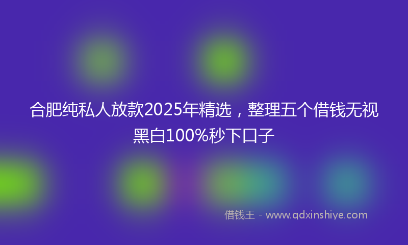 合肥纯私人放款2025年精选，整理五个借钱无视黑白100%秒下口子