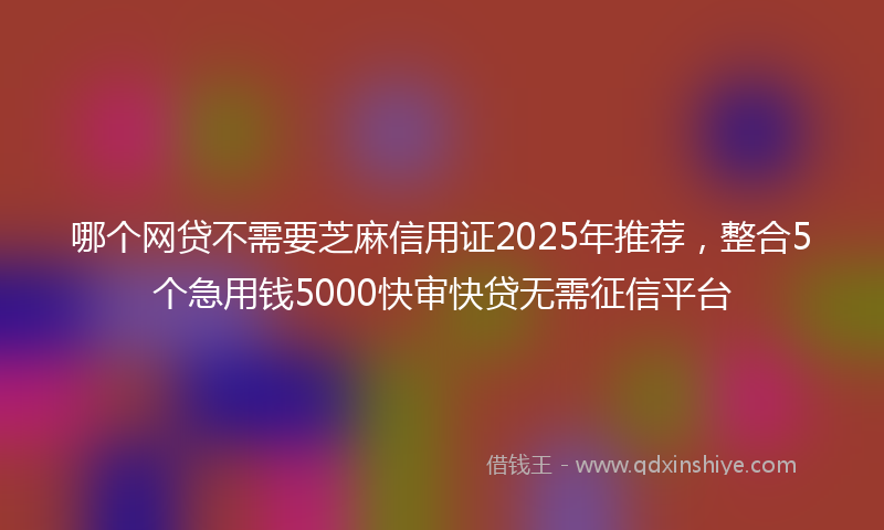 哪个网贷不需要芝麻信用证2025年推荐，整合5个急用钱5000快审快贷无需征信平台