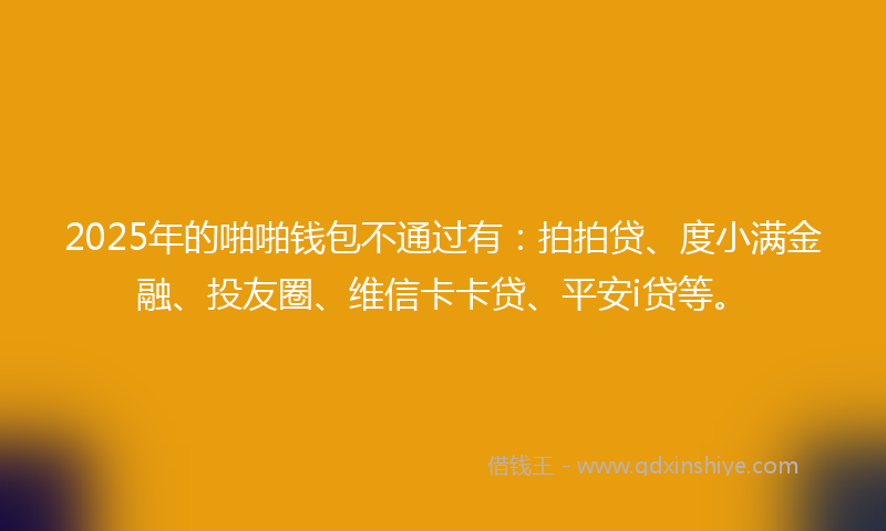 2025年的啪啪钱包不通过有：拍拍贷、度小满金融、投友圈、维信卡卡贷、平安i贷等。