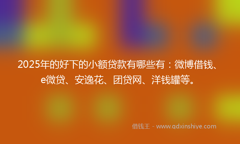 2025年的好下的小额贷款有哪些有：微博借钱、e微贷、安逸花、团贷网、洋钱罐等。