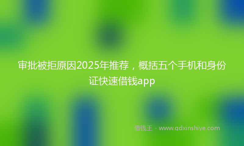 审批被拒原因2025年推荐，概括五个手机和身份证快速借钱app
