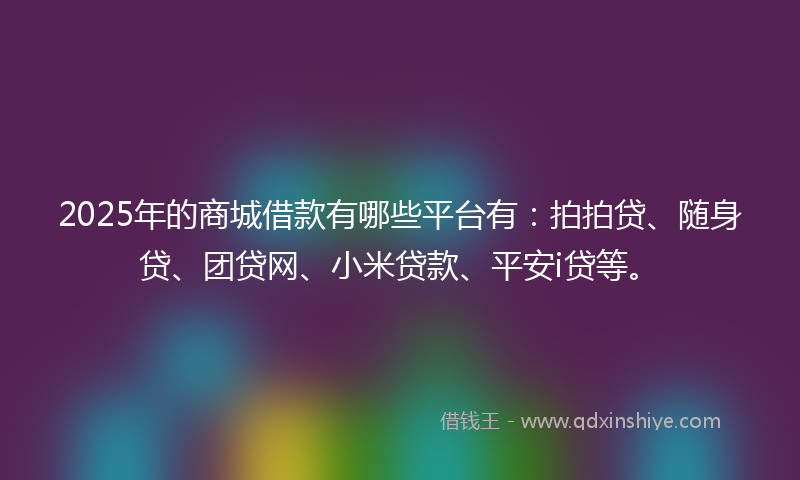 2025年的商城借款有哪些平台有：拍拍贷、随身贷、团贷网、小米贷款、平安i贷等。