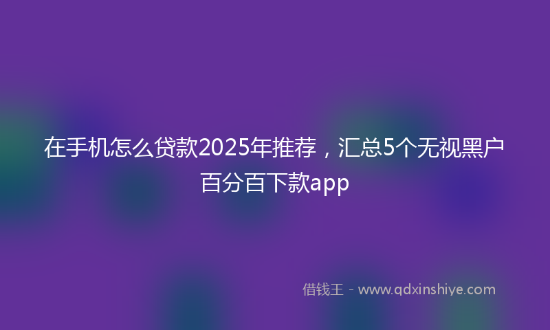 在手机怎么贷款2025年推荐，汇总5个无视黑户百分百下款app