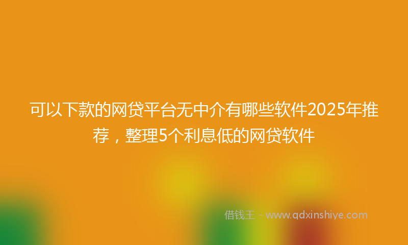 可以下款的网贷平台无中介有哪些软件2025年推荐，整理5个利息低的网贷软件