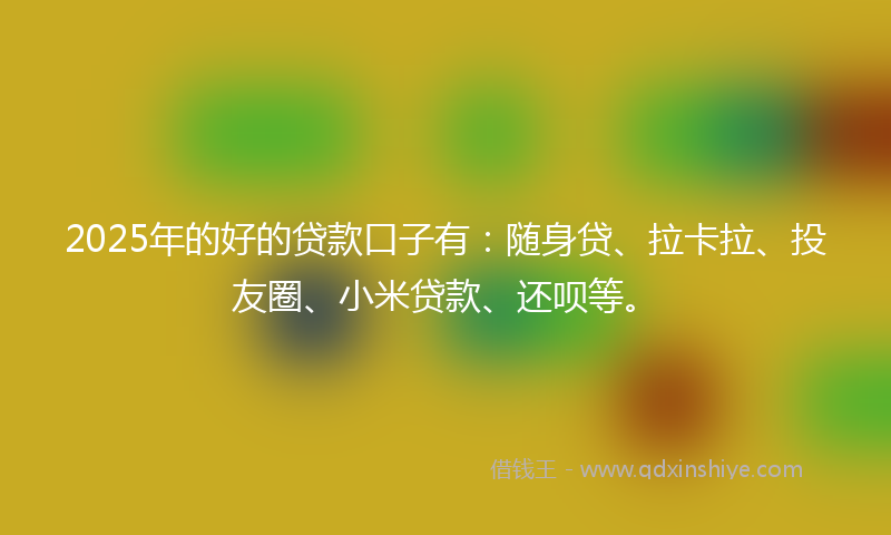 2025年的好的贷款口子有：随身贷、拉卡拉、投友圈、小米贷款、还呗等。