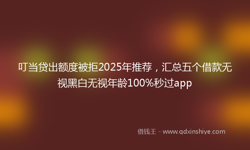叮当贷出额度被拒2025年推荐，汇总五个借款无视黑白无视年龄100%秒过app