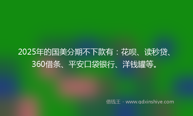 2025年的国美分期不下款有：花呗、读秒贷、360借条、平安口袋银行、洋钱罐等。