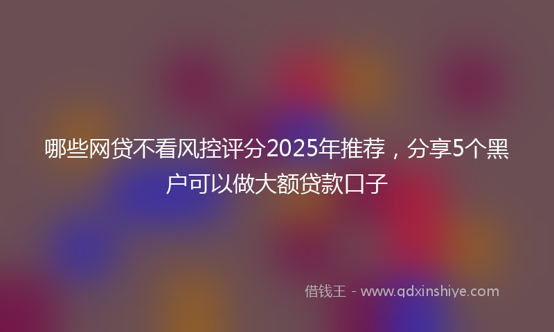 哪些网贷不看风控评分2025年推荐，分享5个黑户可以做大额贷款口子
