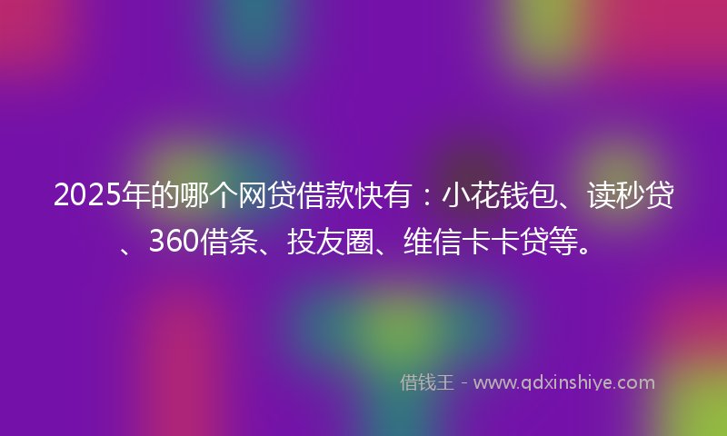 2025年的哪个网贷借款快有：小花钱包、读秒贷、360借条、投友圈、维信卡卡贷等。