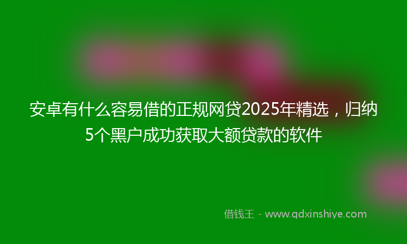 安卓有什么容易借的正规网贷2025年精选，归纳5个黑户成功获取大额贷款的软件