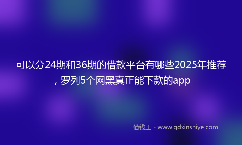 可以分24期和36期的借款平台有哪些2025年推荐，罗列5个网黑真正能下款的app