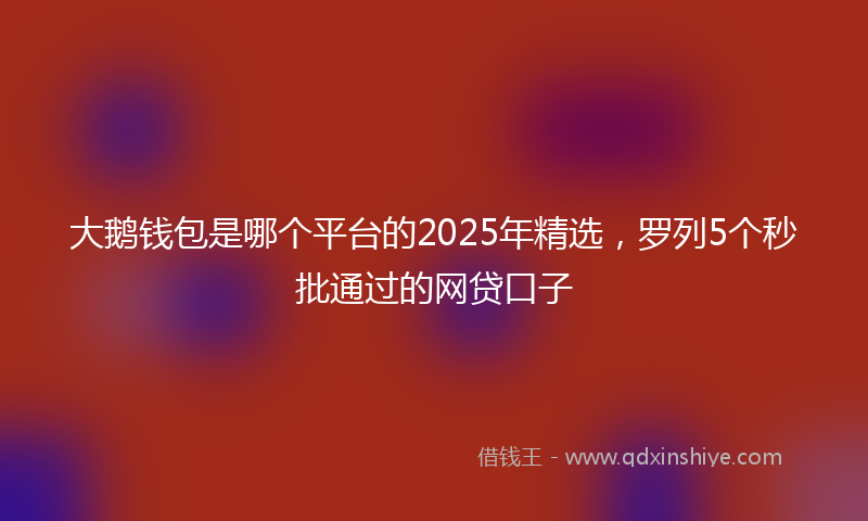 大鹅钱包是哪个平台的2025年精选，罗列5个秒批通过的网贷口子