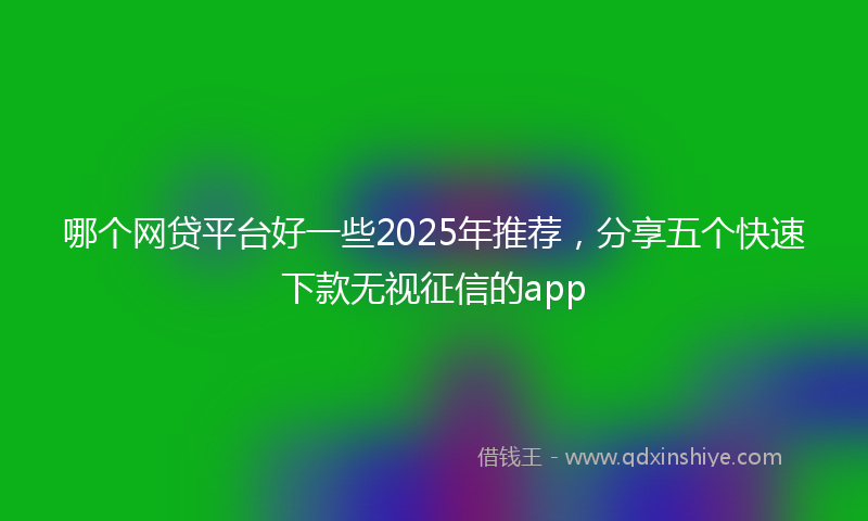 哪个网贷平台好一些2025年推荐，分享五个快速下款无视征信的app