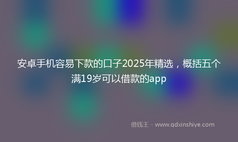 安卓手机容易下款的口子2025年精选，概括五个满19岁可以借款的app