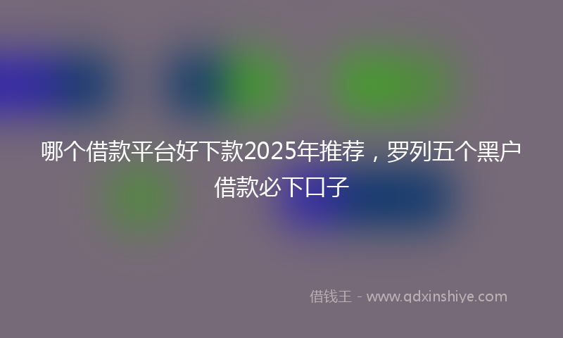 哪个借款平台好下款2025年推荐，罗列五个黑户借款必下口子