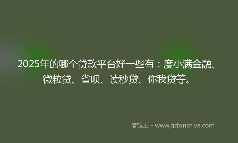 2025年的哪个贷款平台好一些有：度小满金融、微粒贷、省呗、读秒贷、你我贷等。