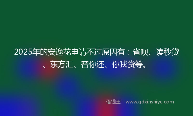 2025年的安逸花申请不过原因有：省呗、读秒贷、东方汇、替你还、你我贷等。