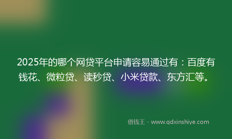 2025年的哪个网贷平台申请容易通过有：百度有钱花、微粒贷、读秒贷、小米贷款、东方汇等。