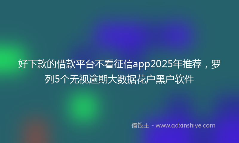好下款的借款平台不看征信app2025年推荐，罗列5个无视逾期大数据花户黑户软件