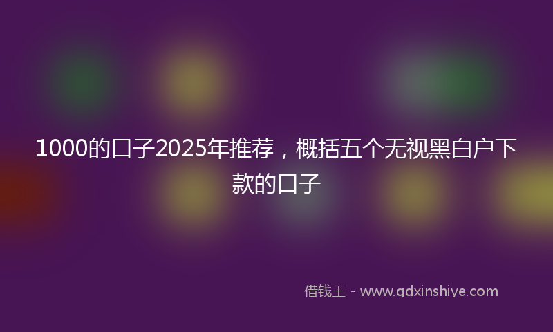 1000的口子2025年推荐，概括五个无视黑白户下款的口子