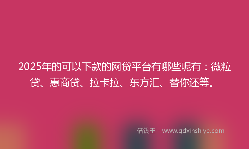 2025年的可以下款的网贷平台有哪些呢有：微粒贷、惠商贷、拉卡拉、东方汇、替你还等。