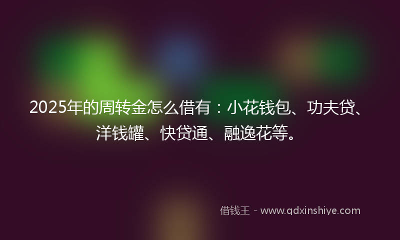 2025年的周转金怎么借有：小花钱包、功夫贷、洋钱罐、快贷通、融逸花等。