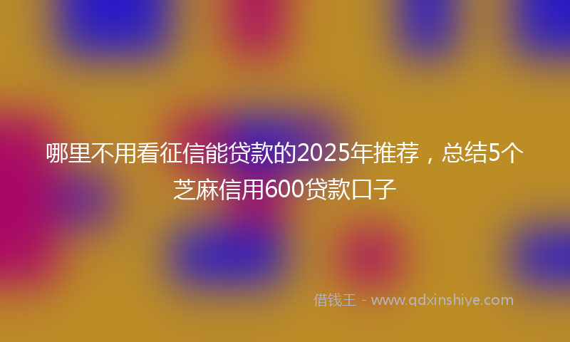 哪里不用看征信能贷款的2025年推荐，总结5个芝麻信用600贷款口子