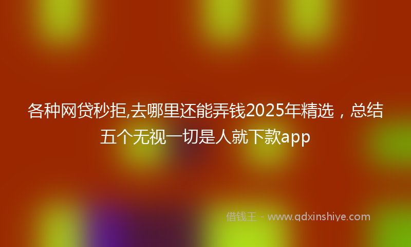 各种网贷秒拒,去哪里还能弄钱2025年精选，总结五个无视一切是人就下款app