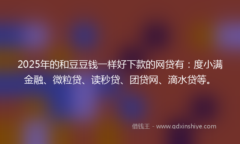 2025年的和豆豆钱一样好下款的网贷有：度小满金融、微粒贷、读秒贷、团贷网、滴水贷等。