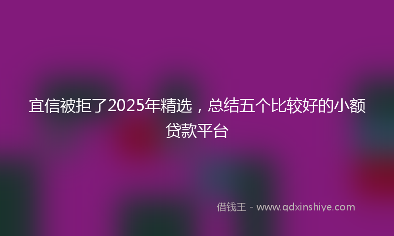 宜信被拒了2025年精选，总结五个比较好的小额贷款平台