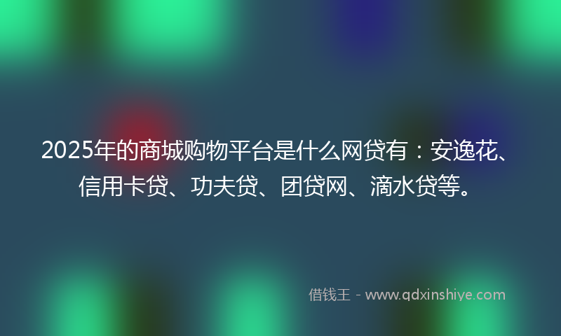 2025年的商城购物平台是什么网贷有：安逸花、信用卡贷、功夫贷、团贷网、滴水贷等。