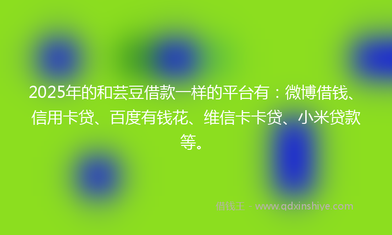 2025年的和芸豆借款一样的平台有：微博借钱、信用卡贷、百度有钱花、维信卡卡贷、小米贷款等。