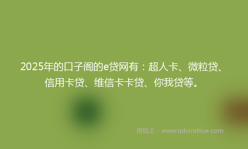2025年的口子阁的e贷网有：超人卡、微粒贷、信用卡贷、维信卡卡贷、你我贷等。