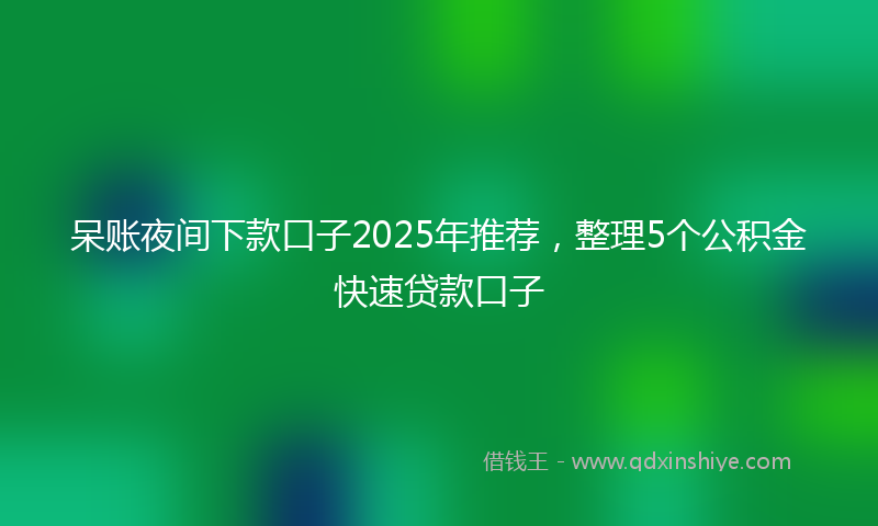 呆账夜间下款口子2025年推荐，整理5个公积金快速贷款口子
