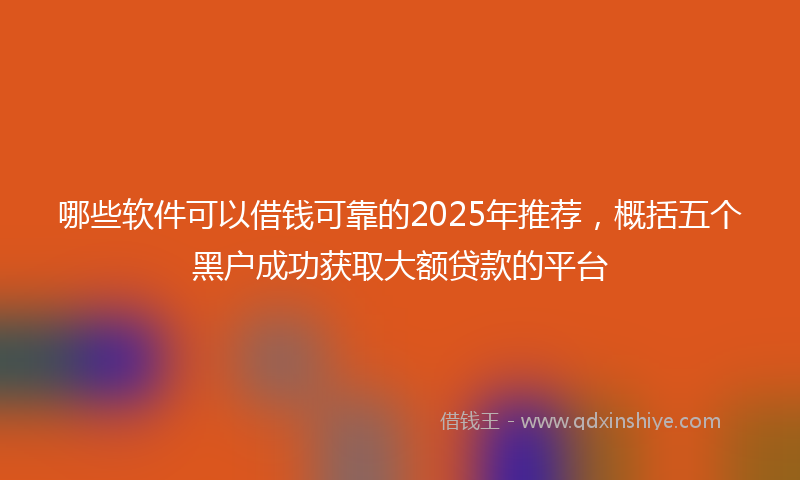 哪些软件可以借钱可靠的2025年推荐，概括五个黑户成功获取大额贷款的平台