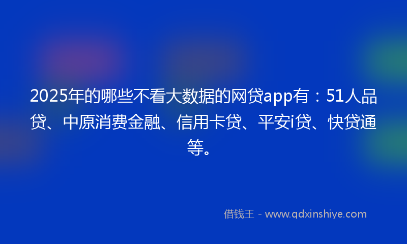 2025年的哪些不看大数据的网贷app有：51人品贷、中原消费金融、信用卡贷、平安i贷、快贷通等。