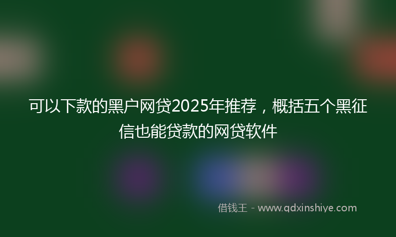 可以下款的黑户网贷2025年推荐，概括五个黑征信也能贷款的网贷软件